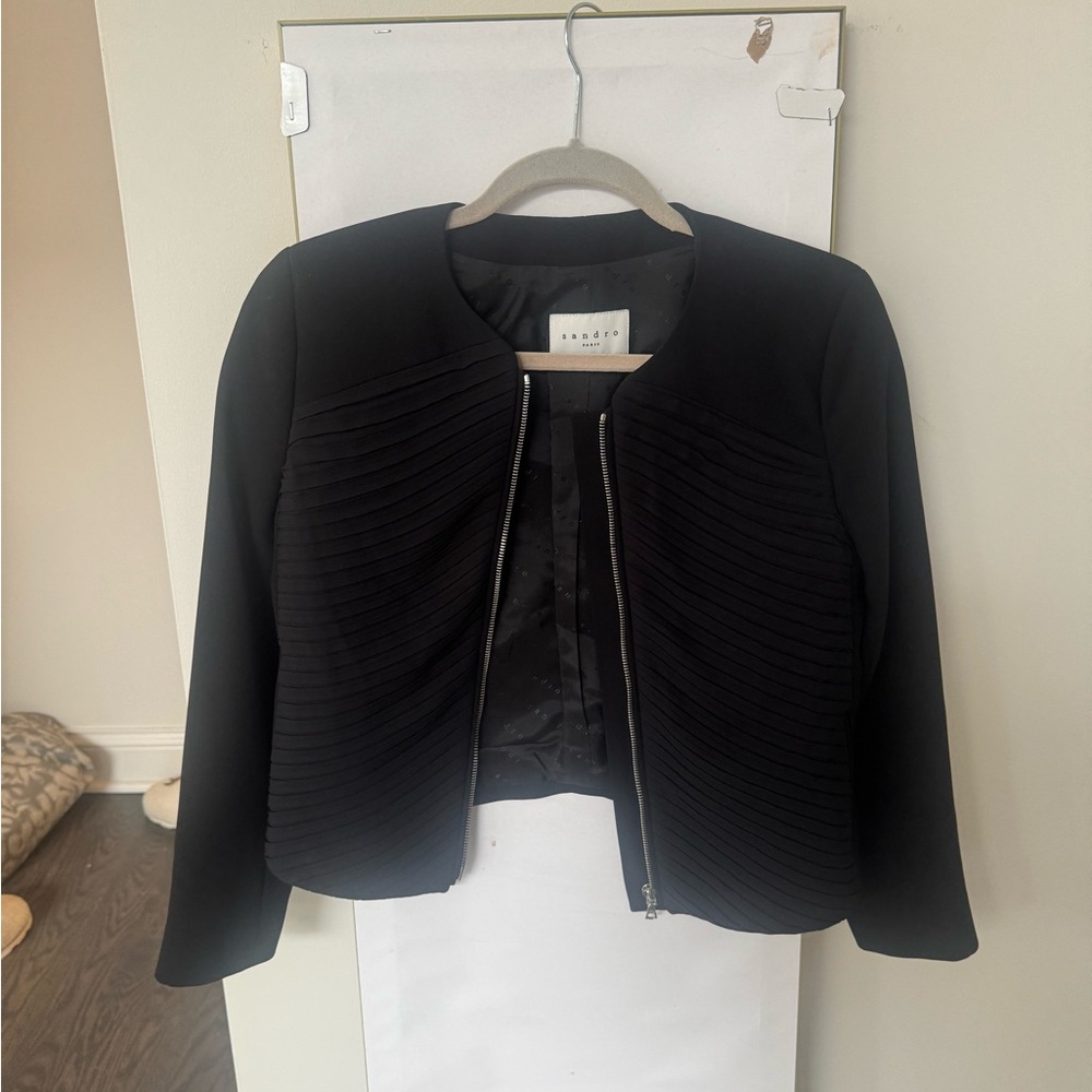 Sandro Black Pleated Women's Blazer